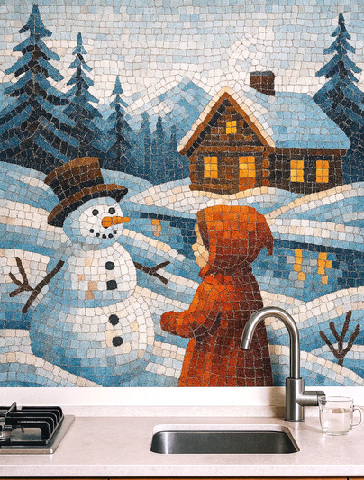 Mozaic bucatarie iarna